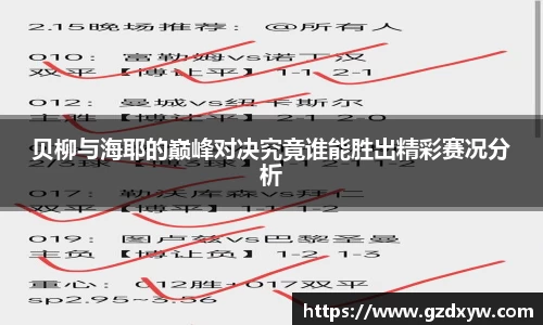 贝柳与海耶的巅峰对决究竟谁能胜出精彩赛况分析
